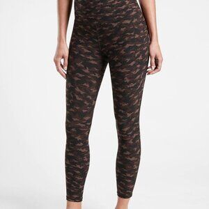 Athleta Salutation Stash 7/8 leggings PL large petiteTight Camo Lux Walnut Brown